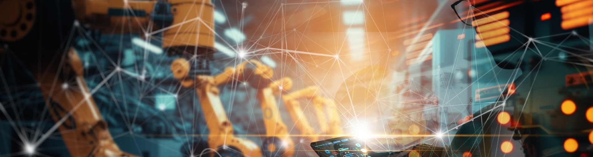 Trabalhador em uma planta industrial 4.0