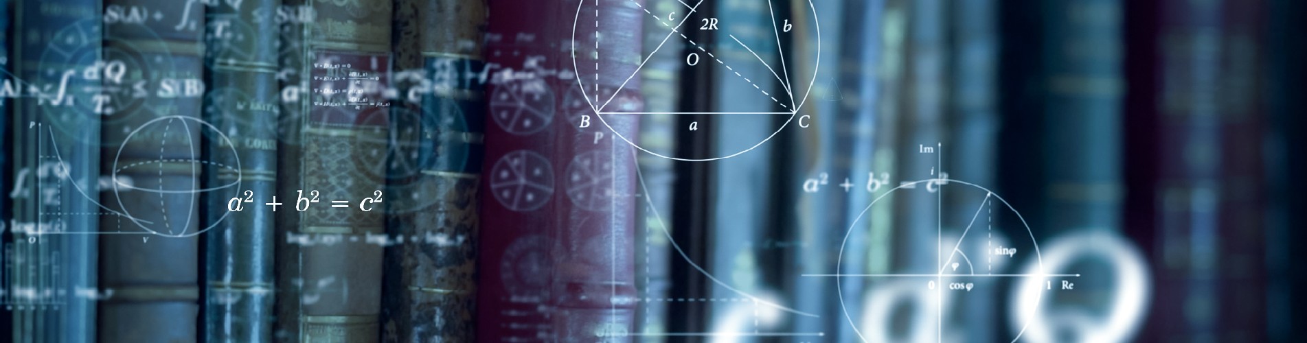 Ilustração sobre livros com imagens de ciência e cálculos