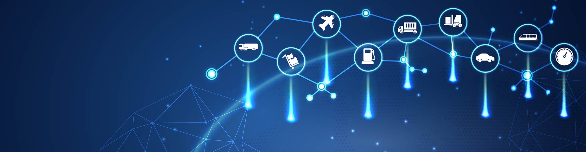 ícones relativos a logística sobre um fundo azul