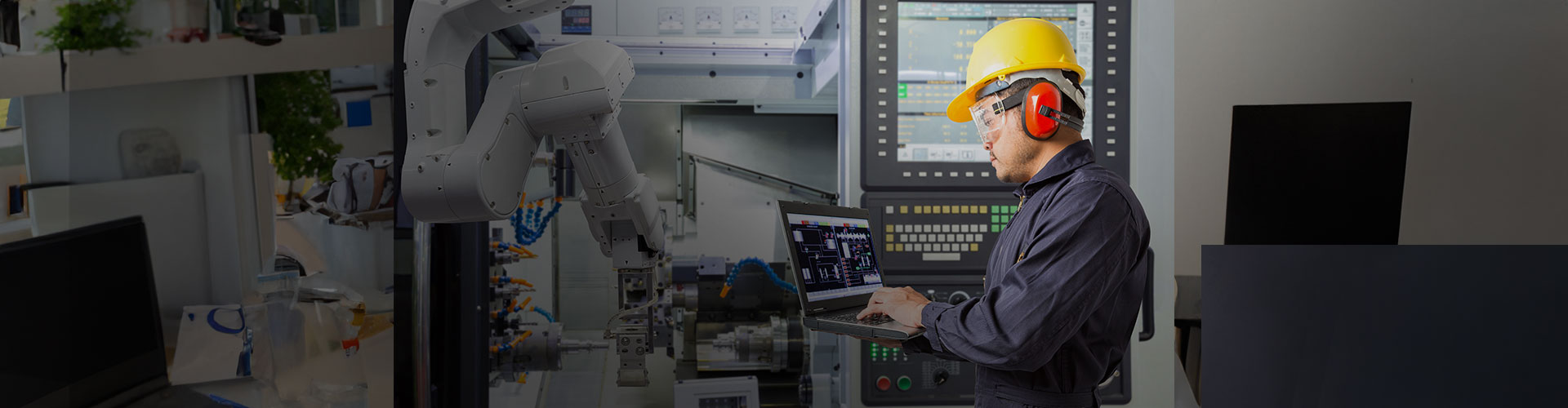 Indústria com equipamentos de robótica